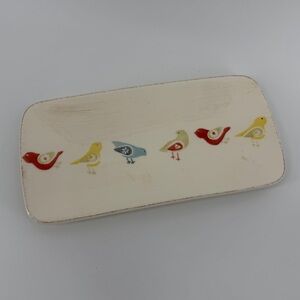 Pier 1 Little Bird Hand Painted Earthenware Serving Tray Plate, Made in Portugal